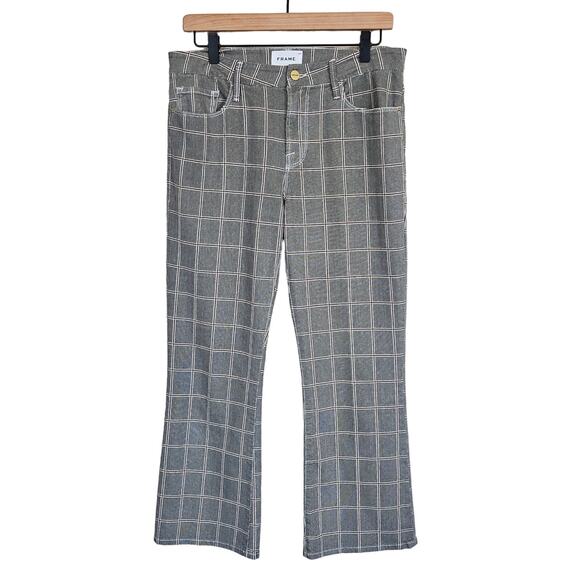 Frame Le Crop Mini Boot Jeans Window Pane Plaid Women's 29 Academia Fall - Picture 2 of 12